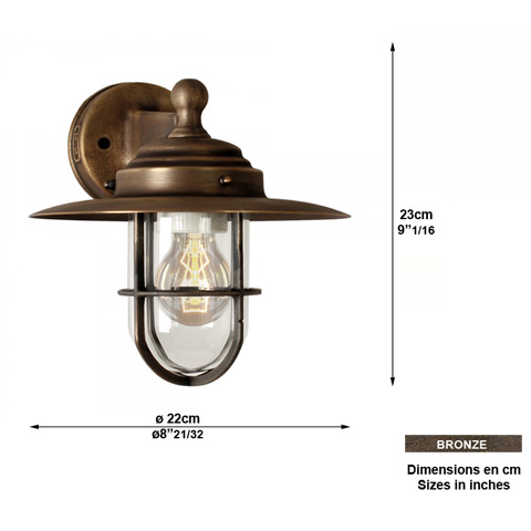 Applique Murale LABENNE cuivre/bronze  H23cm L1181 Luminaire en bronze En applique mural L1181