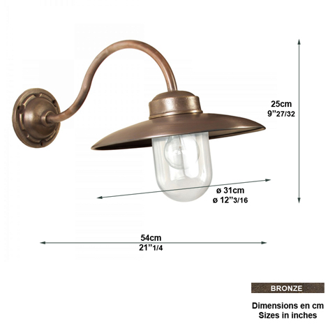 Luminaire mural LANDES cuivre/bronze  H25cm L1195 Luminaire mural A plaquer au mur L1195