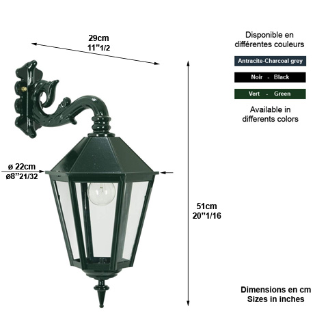 Luminaire M32 sous potence 51cm L1205 Nostalgique sous potence Potence au-dessus L1205