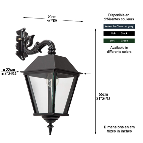 Luminaire BRAAMT M40 en applique 55cm L1212 Nostalgique sous potence Potence au-dessus L1212