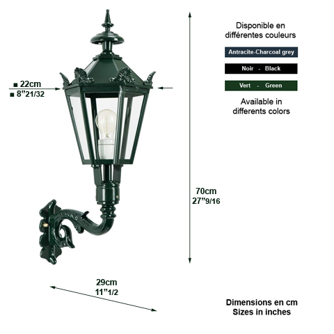 Applique Murale M39 sur console 70cm L1214 Nostalgique sur console Luminaire hexagonal L1214