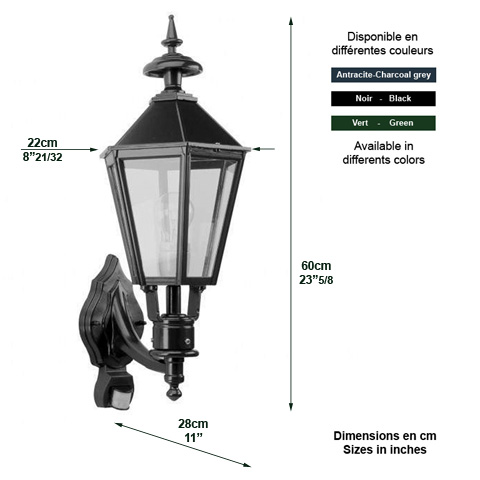 Applique Murale BOLTON avec capteur 60cm L1224 Nostalgique sur console Luminaire hexagonal L1224