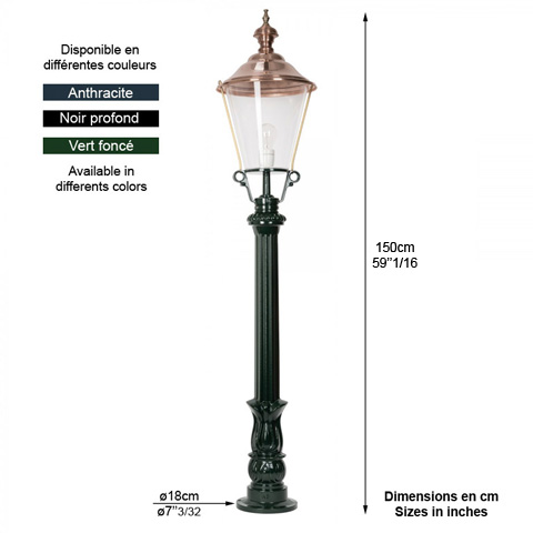 Lampadaire DE RIJP 150cm L0701 Nostalgique Lampadaire sur potelet L0701