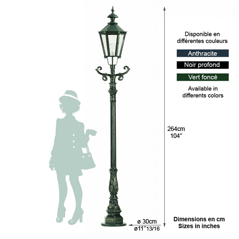 Luminaire HANOVRE 264cm L0804 Nostalgique Lampadaire sur poteau L0804