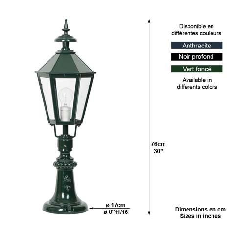 Luminaire OXFORD 15 sur pied - 76cm L1007 Nostalgique sur pied Lanterne hexagonale L1007