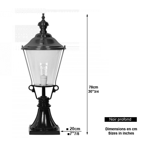 Lampadaire KS204 sur potelet 78cm L1103N Nostalgique sur pied Lanterne ronde L1103N
