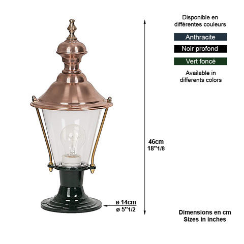 Lampadaire C208 sur pied 46cm L1105 Nostalgique sur pied Lanterne ronde L1105