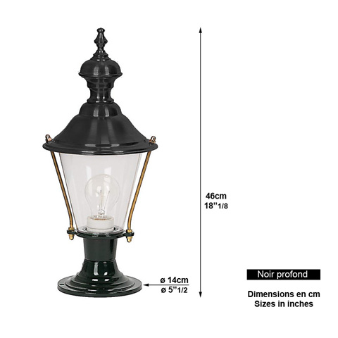 Lampadaire C208 noir sur pied 46cm L1105N Nostalgique sur pied Lanterne ronde L1105N