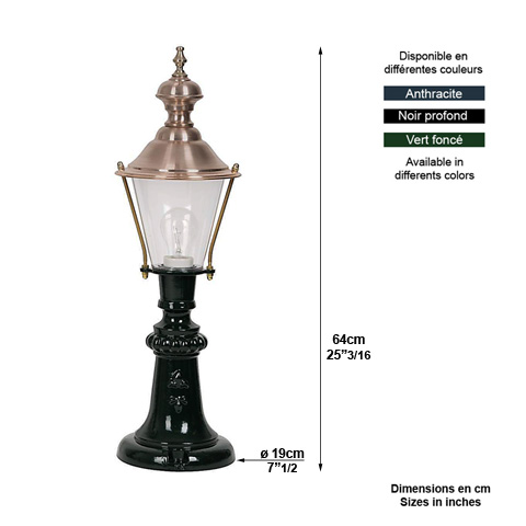 Lampadaire A209 sur pied 64cm L1106 Nostalgique sur pied Lanterne ronde L1106