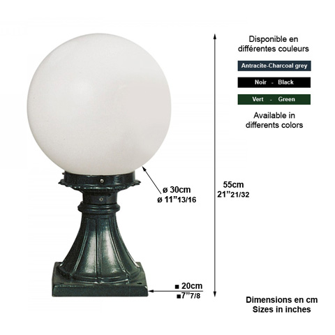 Luminaire R224 - 55cm L1110 Nostalgique sur pied Lanterne globe L1110