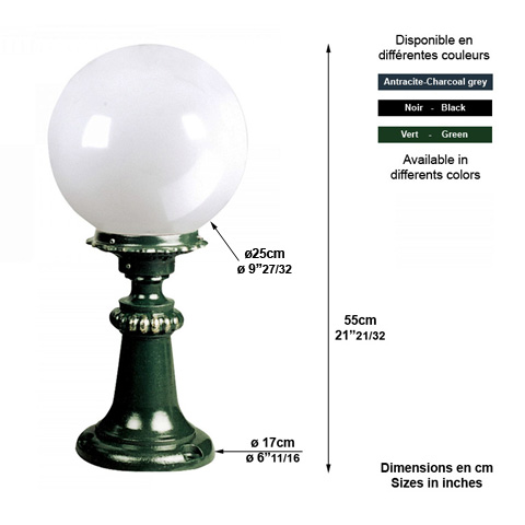Luminaire R225 - 55cm L1111 Nostalgique sur pied Lanterne globe L1111