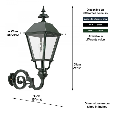 Luminaire SINGEL M sur console 68cm L1141 Nostalgique en applique Console au-dessous L1141