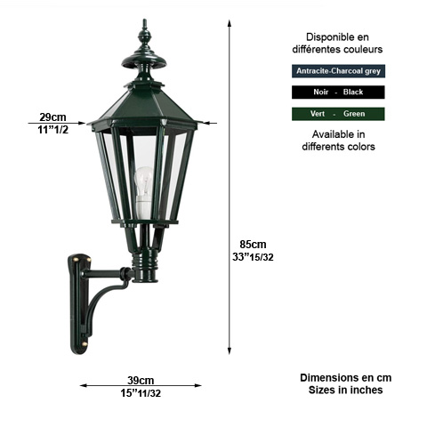 Luminaire KEIZER L sur console 85cm L1144 Nostalgique en applique Console au-dessous L1144