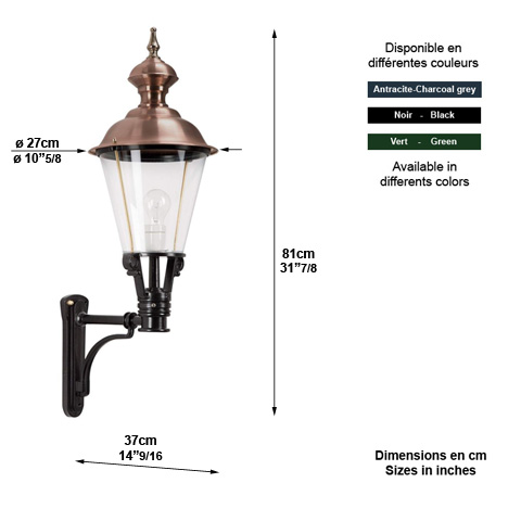 Luminaire SOEST L sur console 81cm L1146 Luminaire en applique luminaire aluminium-cuivre L1146