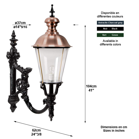 Luminaire ROYAL XL sur console 104cm L1148 Nostalgique en applique Console en dessous L1148