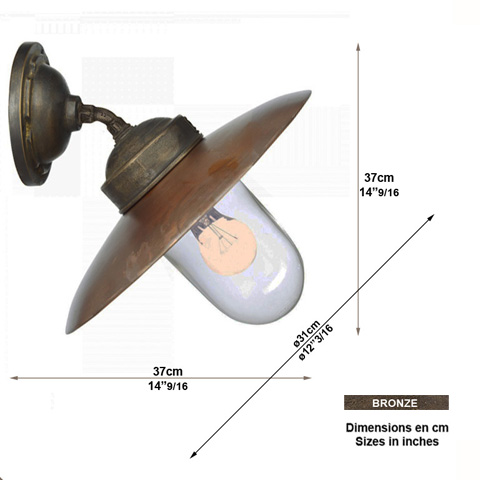 Luminaire inclin LANDES cuivre/bronze  H37cm L1179 Luminaire en applique luminaire en bronze L1179