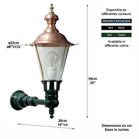 Luminaire SPAKENBOURG sur console 56cm L1190 Nostalgique en applique Console en dessous L1190
