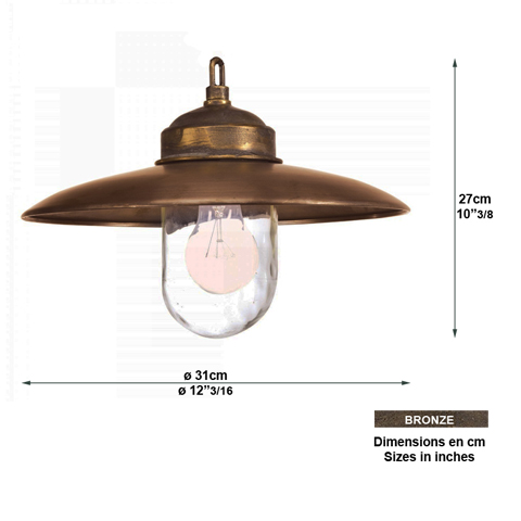 Suspension  chaine en bronze LANDES 27cm L1194BR-CU Luminaires  chaine en bronze L1194