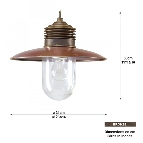 Suspension  chaine AMPERE en bronze 30cm L1197 Luminaires  chaine en bronze L1197