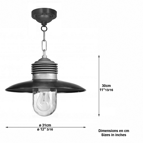 Plafonnier  chaine AMPERE en aluminium 30cm L1199 Luminaires  chaine en aluminium et cuivre L1199