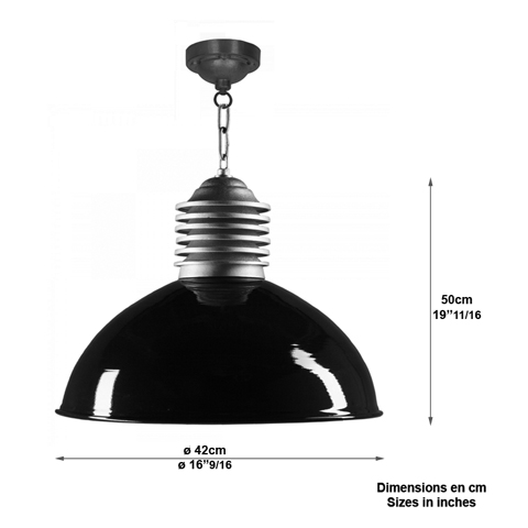 Plafonnier  chaine OLD INDUSTRIE en aluminium 42cm L1200 Luminaires  chaine en aluminium L1200