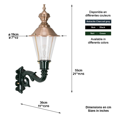 Luminaire HOORN M 55cm L1203 Nostalgique en applique Console en dessous L1203