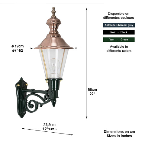Luminaire EDAM 56cm L1204 Nostalgique en applique Console en dessous L1204