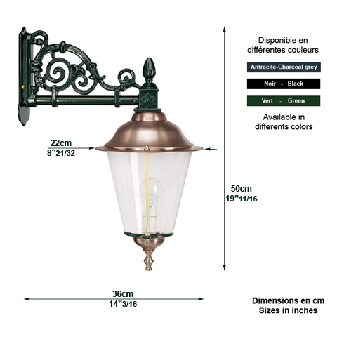 Luminaire mural sur console DURGERDAM 50cm L1226 Nostalgique en applique Potence au dessus L1226