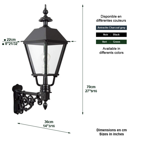 Luminaire ZANDVOORT M sur console 70cm L1228 Nostalgique en applique Console en dessous L1228