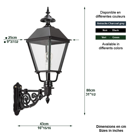 Luminaire EGMOND L 80cm L1229 Nostalgique en applique Console en dessous L1229