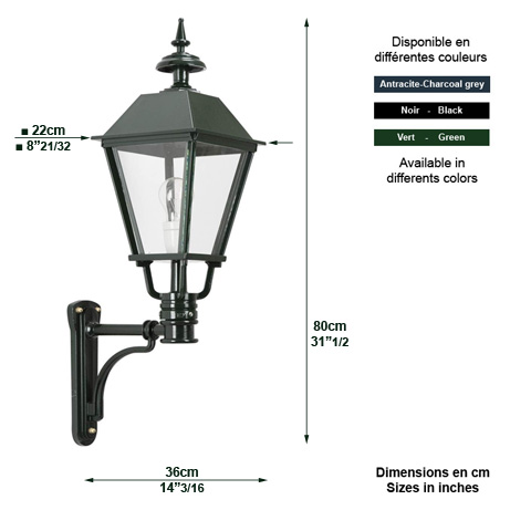 Luminaire BERGEN sur console 80cm L1231 Nostalgique en applique Console en dessous L1231