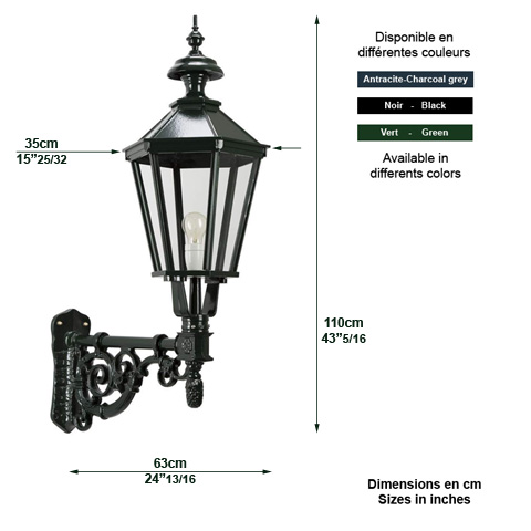 Luminaire LISSE XL sur console 110cm L1234 Nostalgique en applique Console en dessous L1234