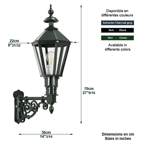 Luminaire SPAARNE sur console 70cm L1236 Nostalgique en applique Console en dessous L1236