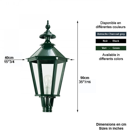 Lanterne hexagonale K7 sans pied 90cm L1506 Lanterne seule sans support Modle hexagonal L1506