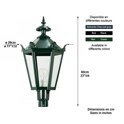 Luminaire hexagonal K7Akr av couronne 75cm L1508 Lanterne seule sans support Modle hexagonal L1508