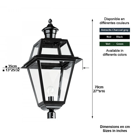 Lanterne carre K14 sans pied 90cm L1512 Lanterne seule sans support Modle carr L1512