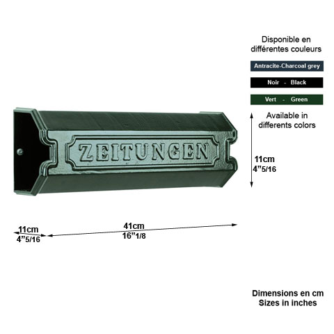 Porte rouleau de journal KRANTEN mural 11cm L1705 Boites aux lettres A fixer contre un mur L1705