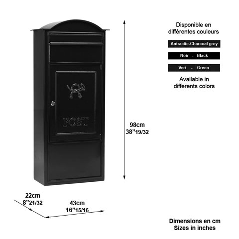 Boite aux lettres B24 sur pied 98cm L1724 Boites aux lettres Poses sur pied L1724