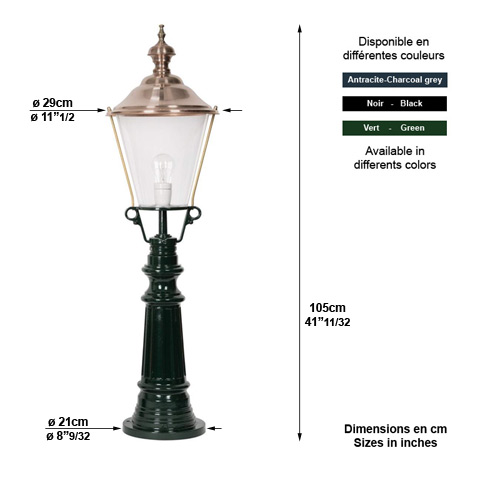 Luminaire TIMOR 105cm L5026 Nostalgique sur pied Lanterne ronde L5026