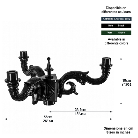 Potence-Rhausse pour poteaux 3 luminaires L5810 Potence-Rhausse multiple pour 3 luminaires L5810