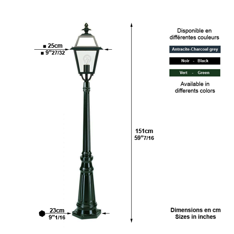 Lampadaire MAASEICK 151cm L7176 Nostalgique Lampadaire sur potelet L7176