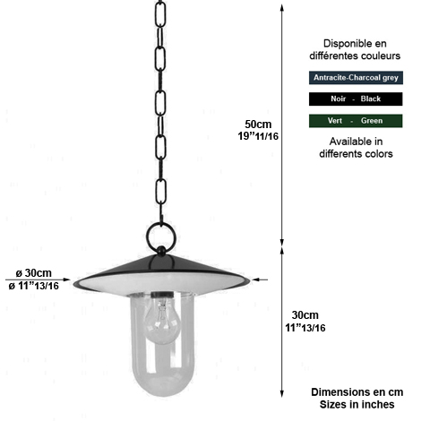 Luminaire LOUVRE suspendu rtro - 30cm L7210 Luminaires Rtro A chaine L7210