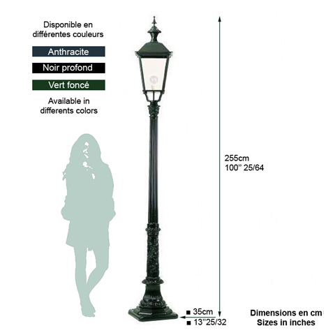 Lampadaire FLORIDA 2,55m L0304 Lampadaire 1 lanterne Lanterne carre L0304