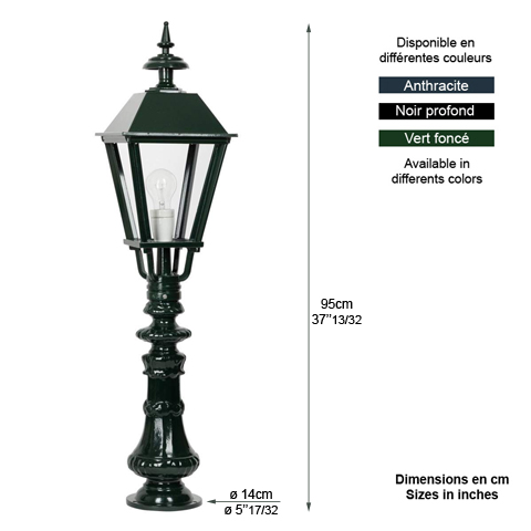 Luminaire BRIGHTON 95cm L0906 Lanterne sur potelet Lanterne carre L0906