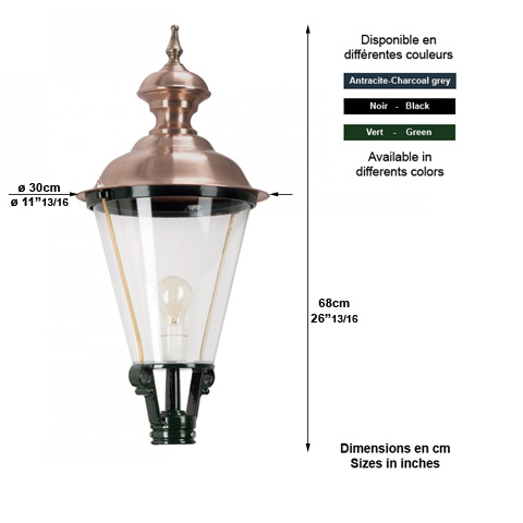 Luminaire rond K3A sans pied - 68cm L1407 Lanterne sans support Modle rond L1407