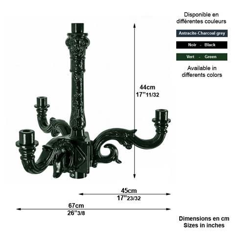 Potence-Rhausse pour poteaux 4 luminaires L5811 Potence-Rhausse multiple pour 4 luminaires L5811