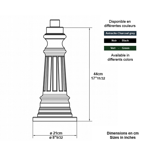 Potelet E86 pour luminaire - 44cm L5907 Potelet pour luminaire Potelet aluminium L5907