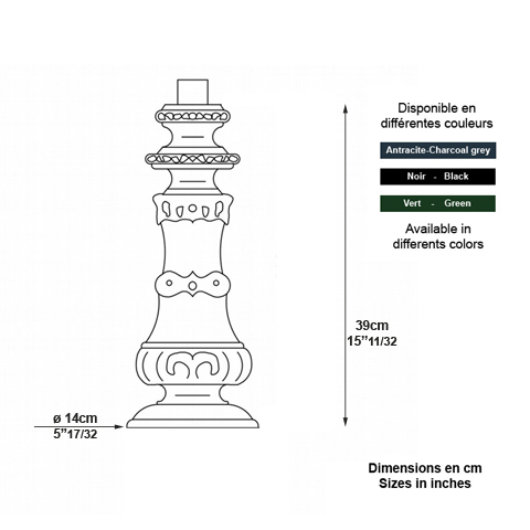 Potelet KS205 pour luminaire - 39cm L5919 Potelet pour luminaire Potelet aluminium L5919